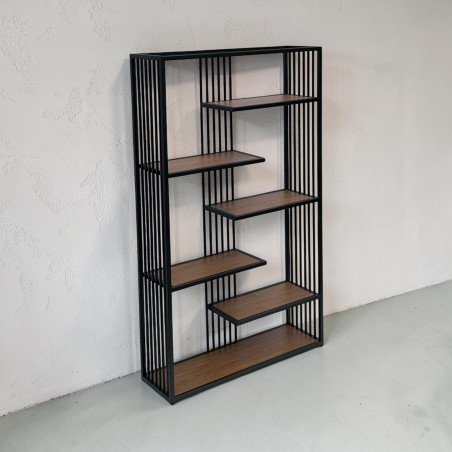 Regał metalowy loft RHYTHM 90–160 cm | Stal + dąb | SteelHaus