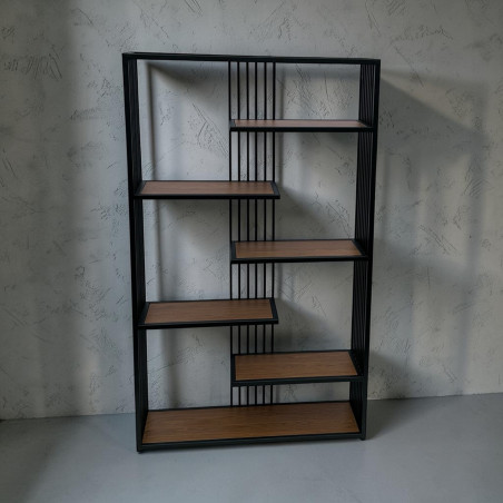 Regał metalowy loft RHYTHM 90–160 cm | Stal + dąb | SteelHaus
