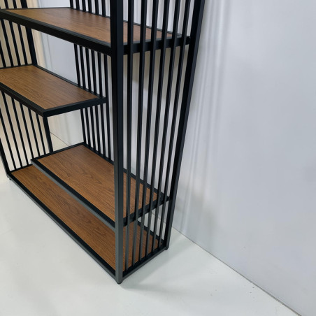 Regał metalowy loft RHYTHM 90–160 cm | Stal + dąb | SteelHaus
