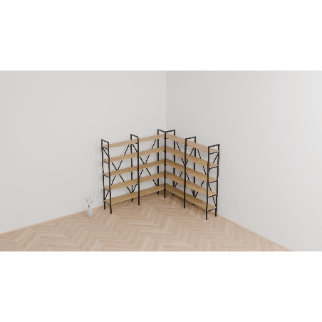 Regał narożny loft – metal i dąb rustical | na wymiar