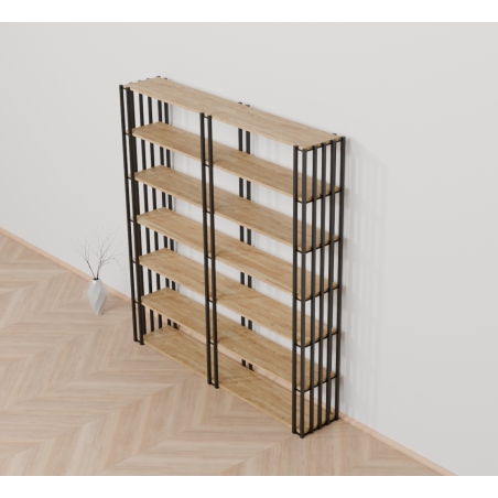 Regał loftowy Verta Wide 120–180 cm | Stal + dąb rustical | Na wymiar