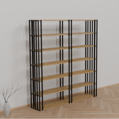 Regał loftowy Verta Wide 120–180 cm | Stal + dąb rustical | Na wymiar