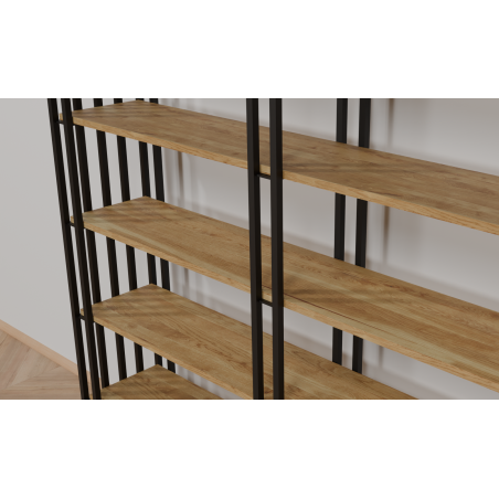 Regał loftowy Verta Wide 120–180 cm | Stal + dąb rustical | Na wymiar