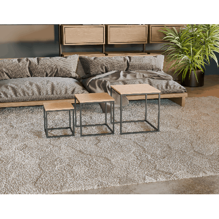 Stoliki modułowe loft 3w1 – metal i dąb rustical