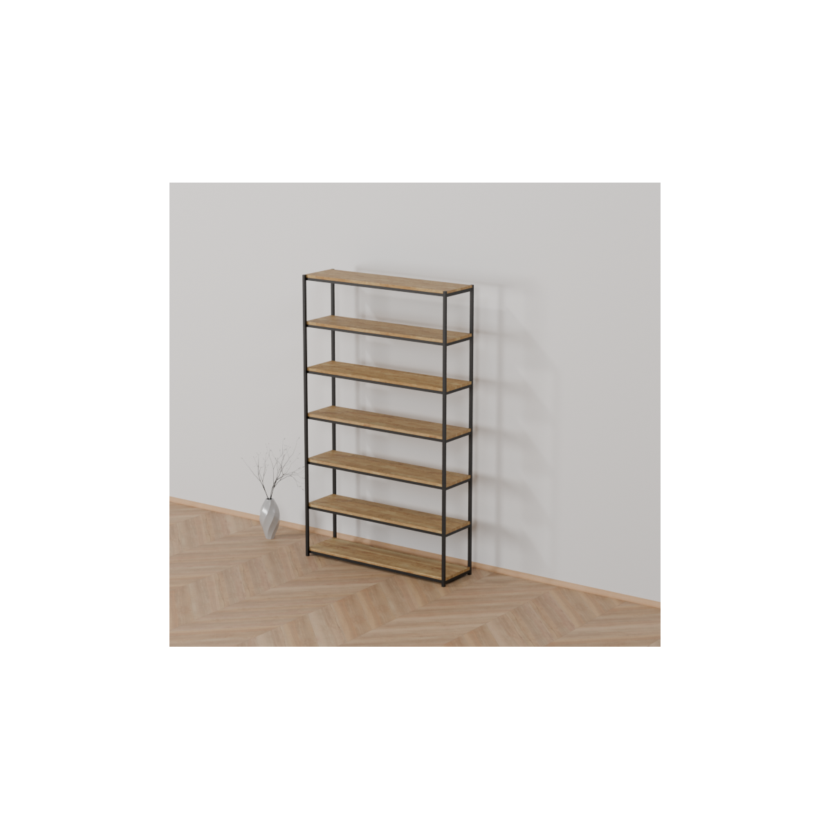 Regał loftowy FRAME – minimalistyczny metal i dąb rustical