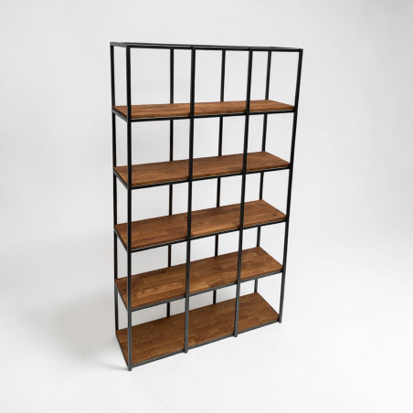 Regał loft MODUS – stal + dąb rustical 120×34×200 cm | Steelhaus
